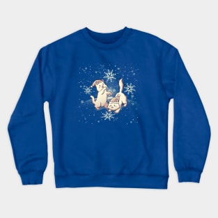 Cats Playing With Snowflakes Xmas Ugly Sweater by Tobe Fonseca Crewneck Sweatshirt